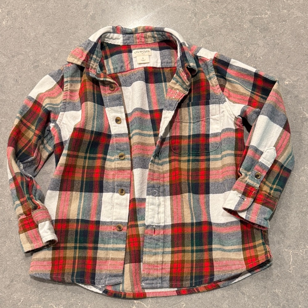 Crewcuts Kids Plaid Button-Down Shirt - Red, Green, Blue